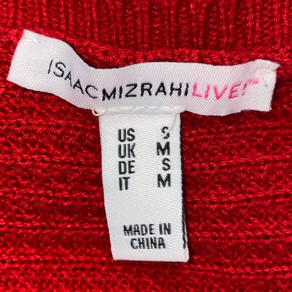 Isaac Mizrahi Live! Dropped Shoulder Ribbed Stitch Sweater-Red-Small - Picture 6 of 6